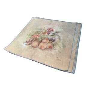 Set of 4 Vintage Cheri Blum Fruit Cloth Dinner Linens‎ Napkins 18.5" Square